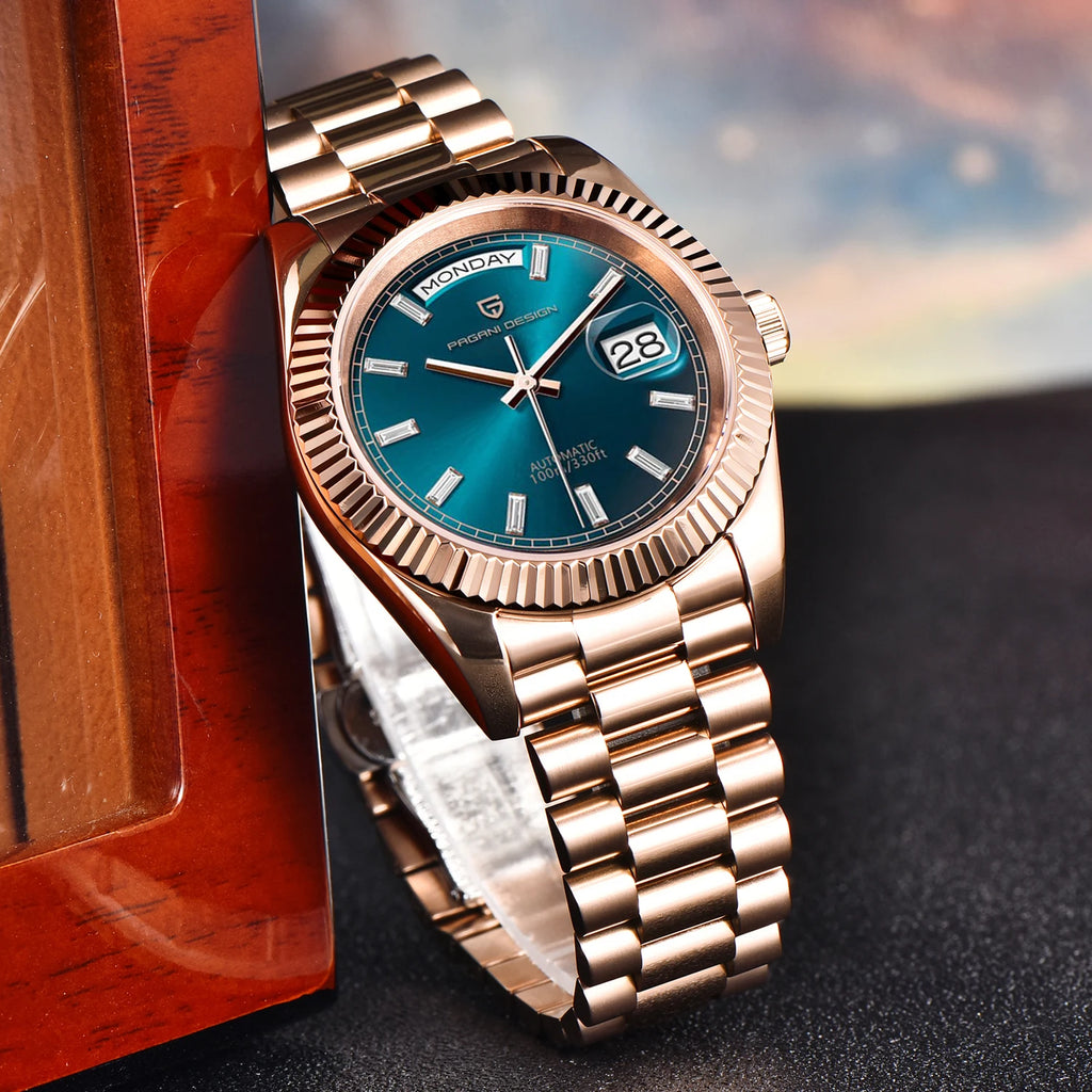 2025 New PAGANI DESIGN Luxury Men Mechanical Watches Rose Gold Automatic Watch For Men AR Sapphire Mirror Sports Clock Man Gifts