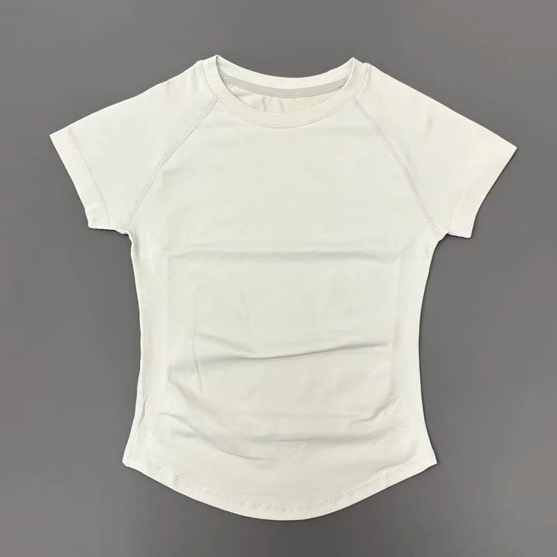 Short Sleeve Seamless Yoga Top Women Quick Dry Breathable Slim Fit Workout Gym Running Fitted Sports T-Shirt Activewear