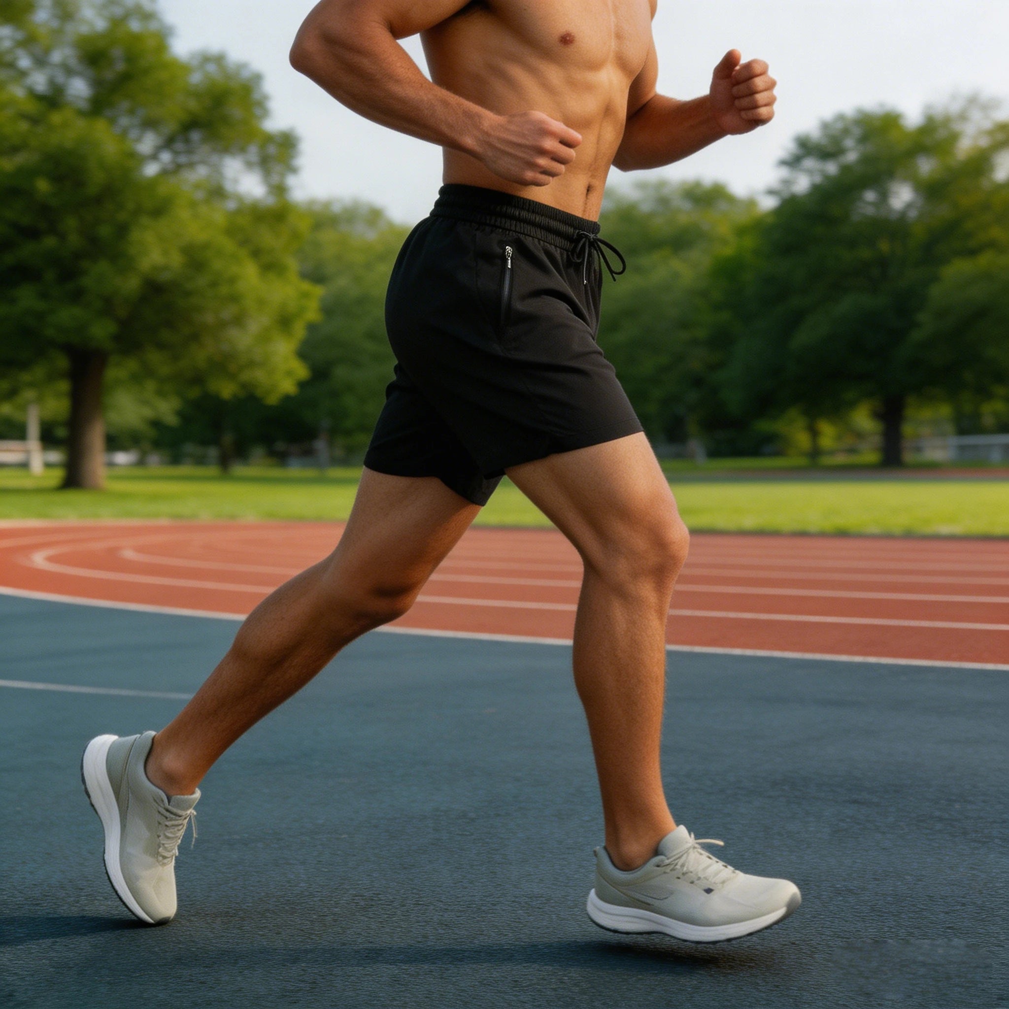 Men’s Quick Dry Running Shorts – Drawstring & Zip Pockets, Athletic Gym Wear