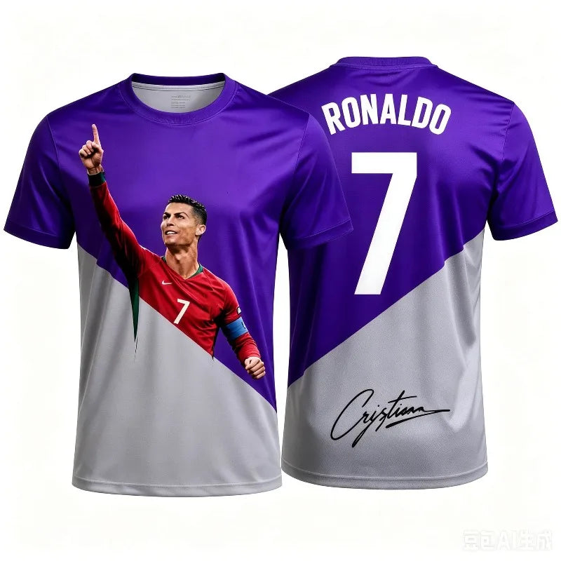 2026 New Cristiano Ronaldo Portugal Team Full-Color Print T-Shirt, Signature Style, Unisex Fan Sports Casual Short-Sleeve