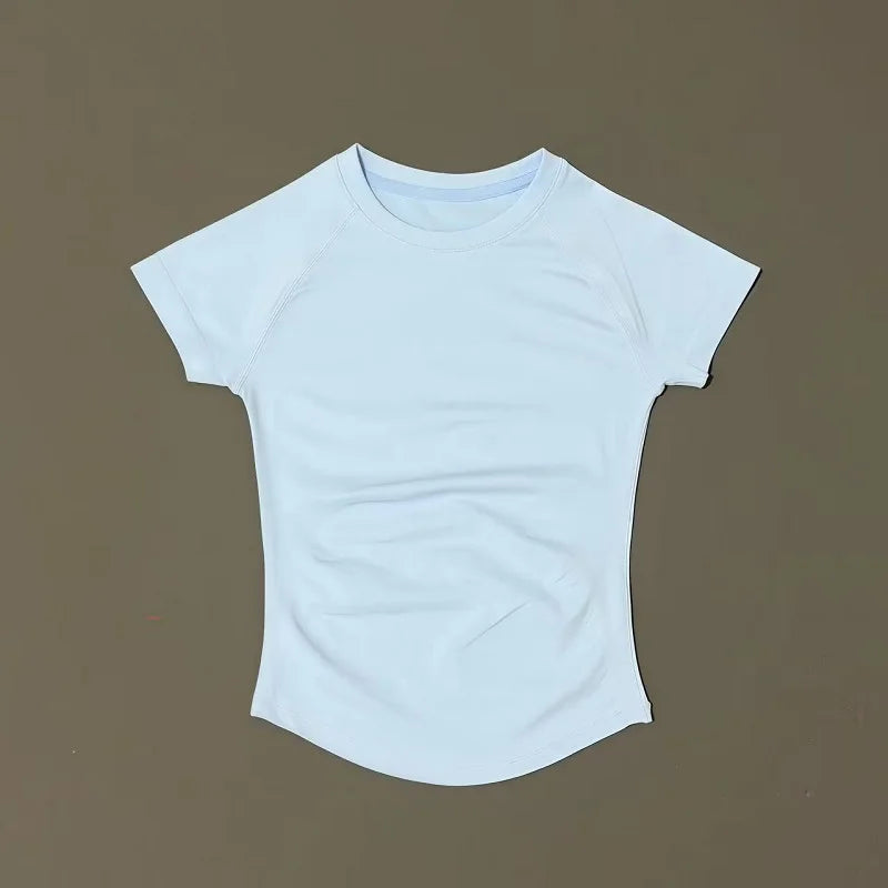 Short Sleeve Seamless Yoga Top Women Quick Dry Breathable Slim Fit Workout Gym Running Fitted Sports T-Shirt Activewear