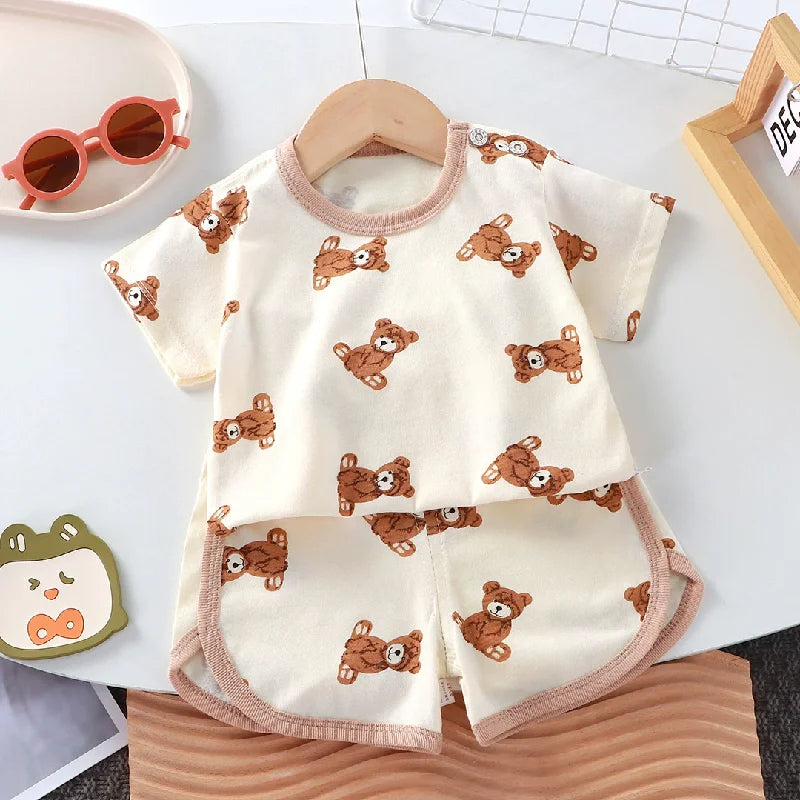 Kids' Cartoon T-Shirt & Shorts Set – Summer 2-Piece Outfit, Unisex (0–6Y)