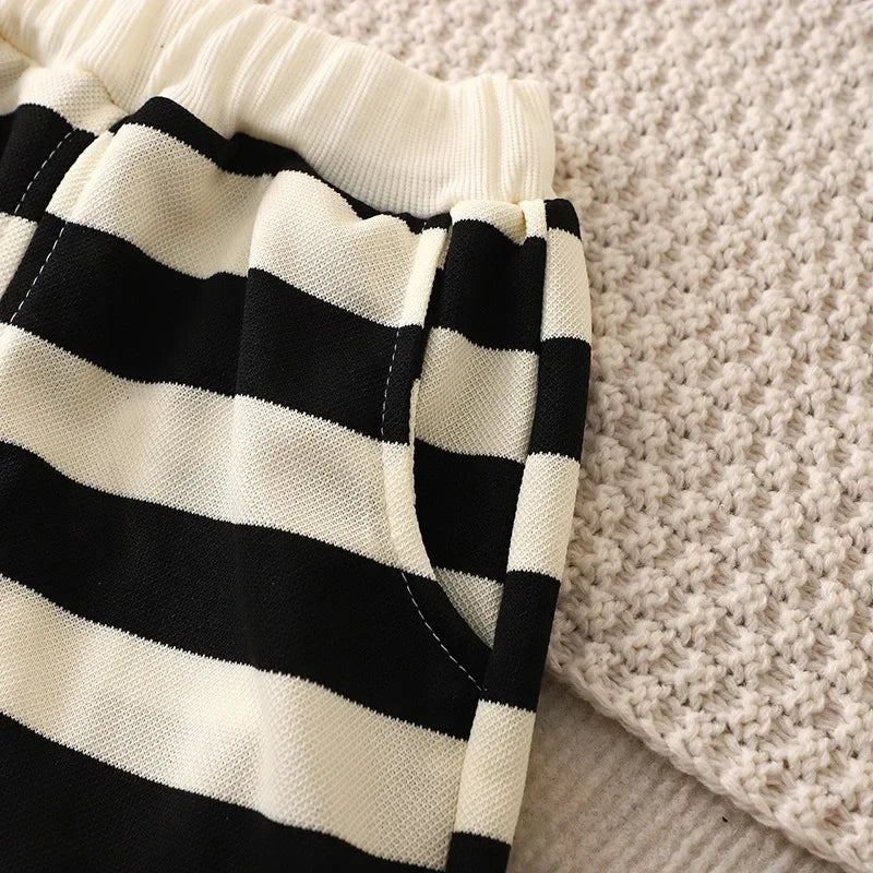 Kids' Striped T-Shirt & Shorts Set – Unisex Summer Tracksuit (Boys & Girls)