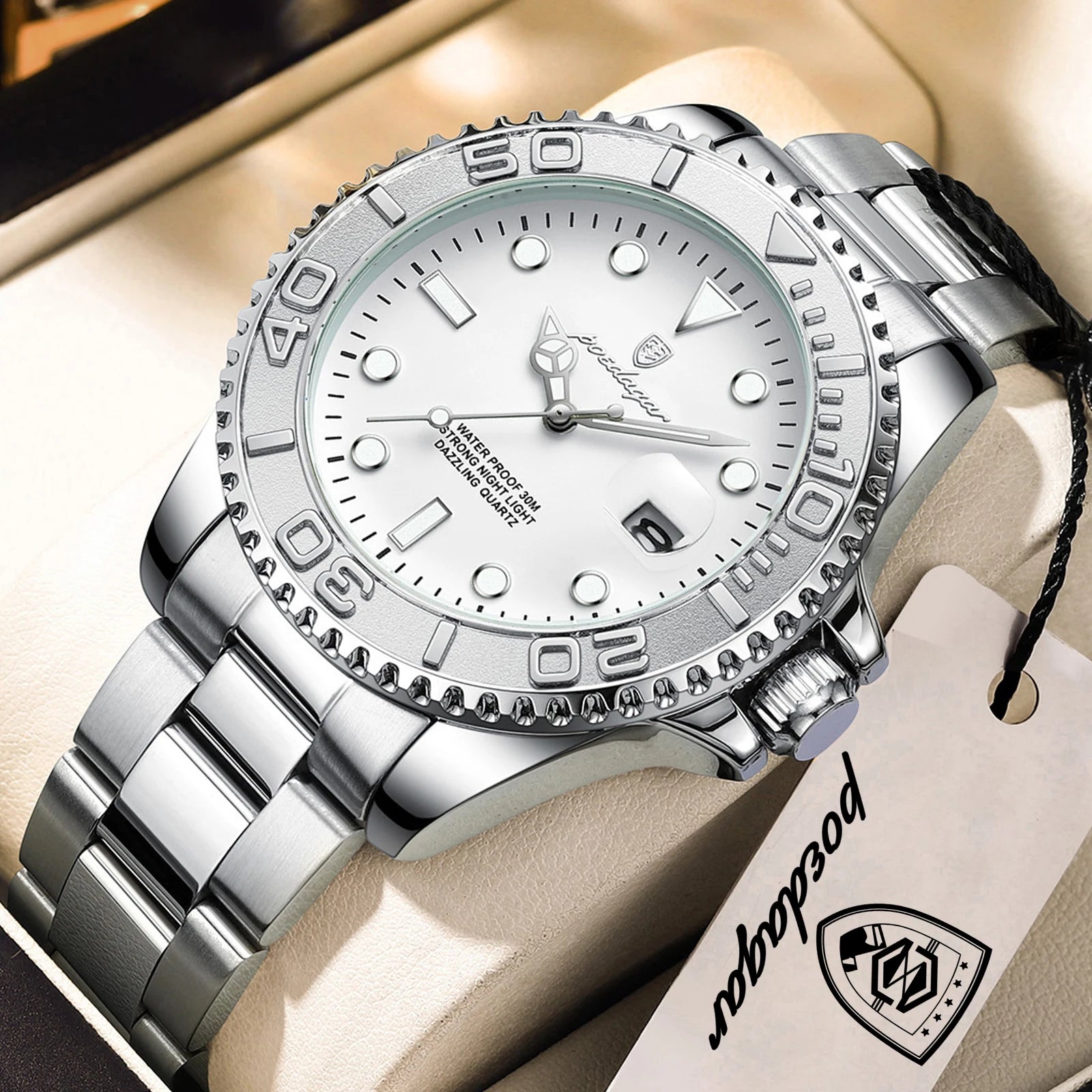 POEDAGAR Top Luxury Male Watch Waterproof Luminous Date Men Watch Stainless Steel Male Clock Sport Fashion Men's Quartz Watches