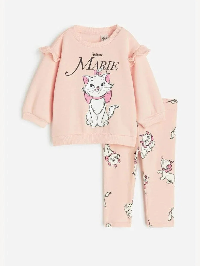 Girls Autumn Costume Suits Cute Sweatshirt Cartoon Long Sleeve Tops Sweatpants Two Piece Children New Casual Loose Tracksuits