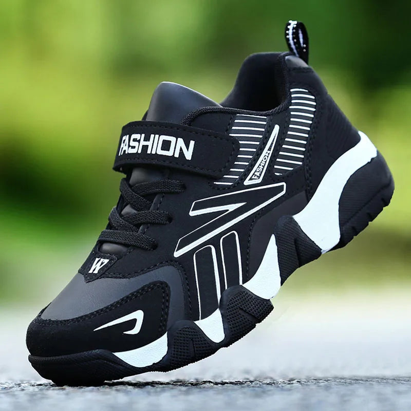 Kids' Leather Running Sneakers – Lightweight Outdoor Sports Shoes for Boys (EU 28–39)