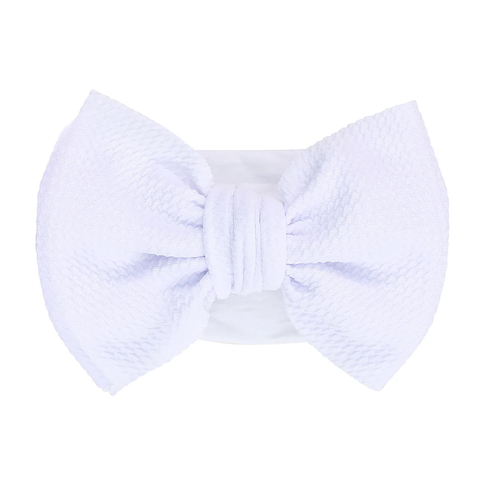 Baby Girl Big Bow Headband – Elastic Nylon Turban Headwrap (Newborn–3Y)
