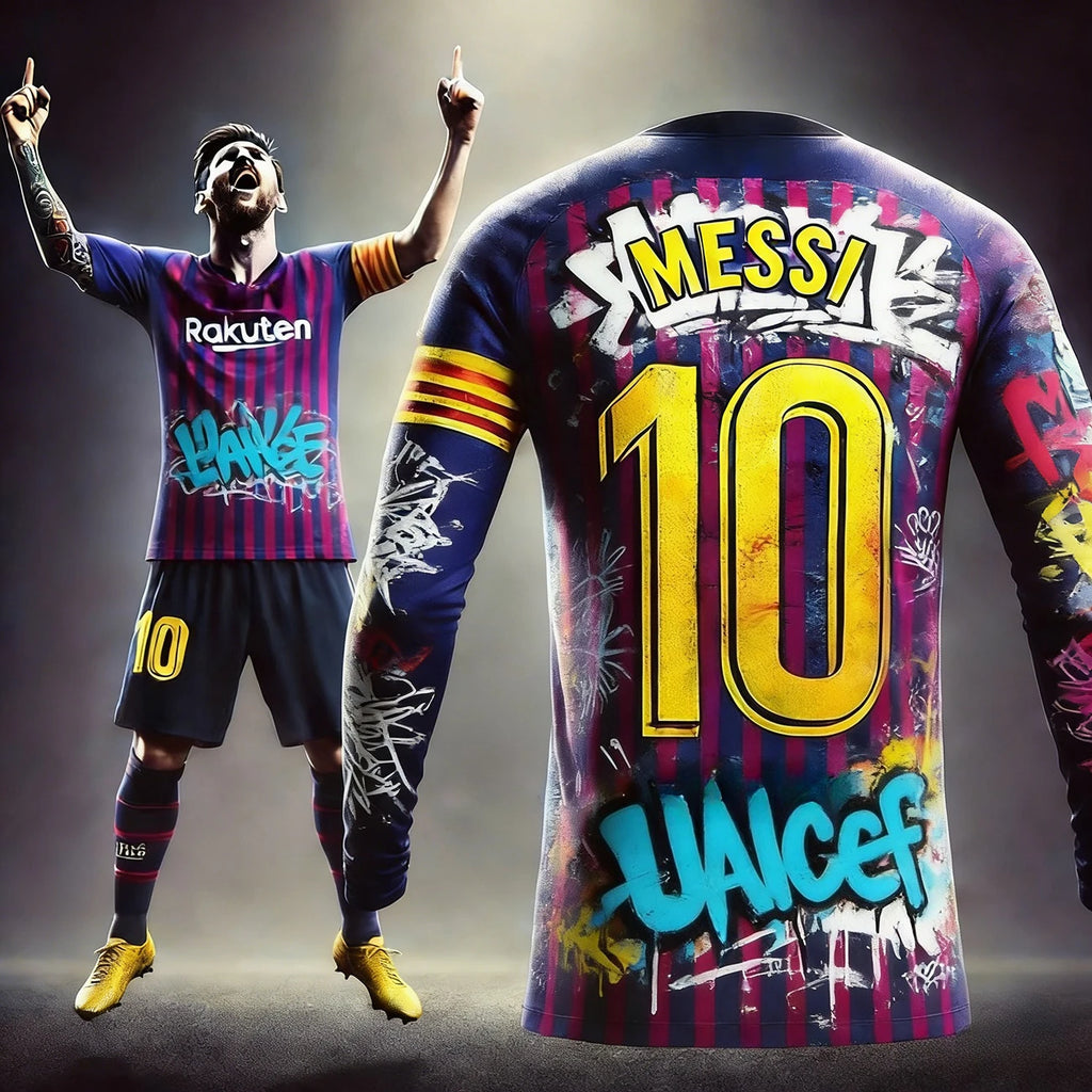 Latest Messi Printed Men's Fan Commemorative Long-sleeved T-shirt for Outdoor Sports Breathable Quick Drying Comfortable Kids