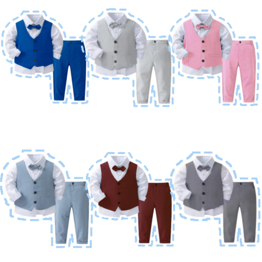 Boys' Formal Outfit – Cotton Vest Suit Set for Birthday, Party & Wedding (1–6Y)