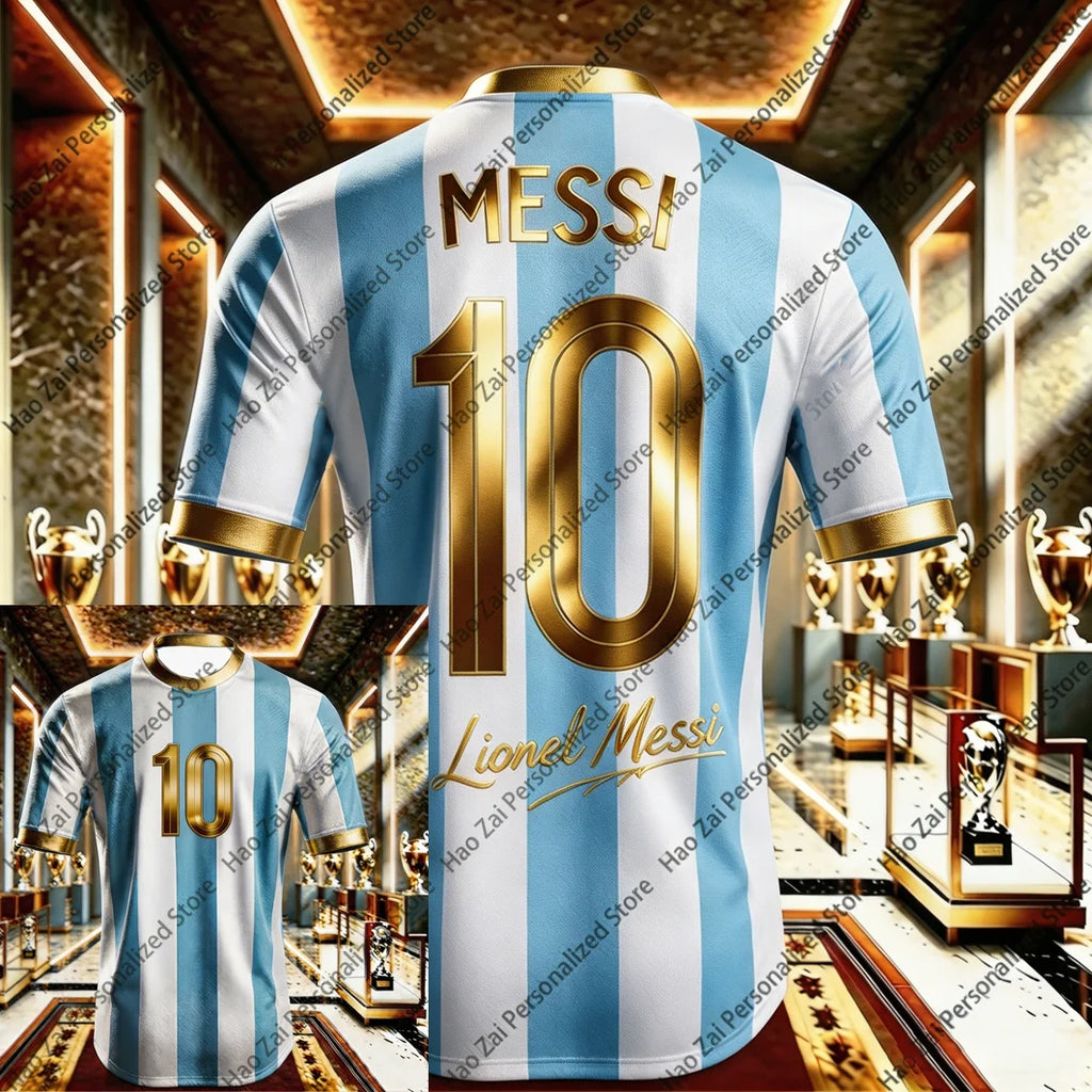 2026 Messi No. 10 Commemorative Edition Soccer Jersey/T-Shirt — Men's Argentina Sports T-Shirt and Kids' Soccer Training Set
