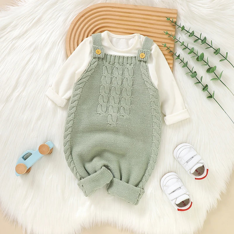 Infant Knit Sleeveless Romper – Solid Color Unisex Jumpsuit (0–18M)