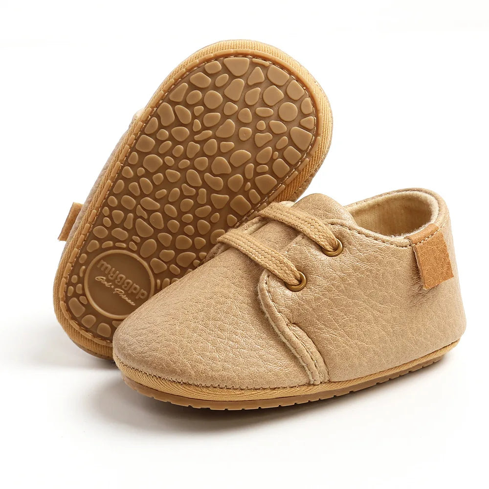 Baby Sports Shoes – Retro PU Leather Anti-Slip Moccasins (0–24M)