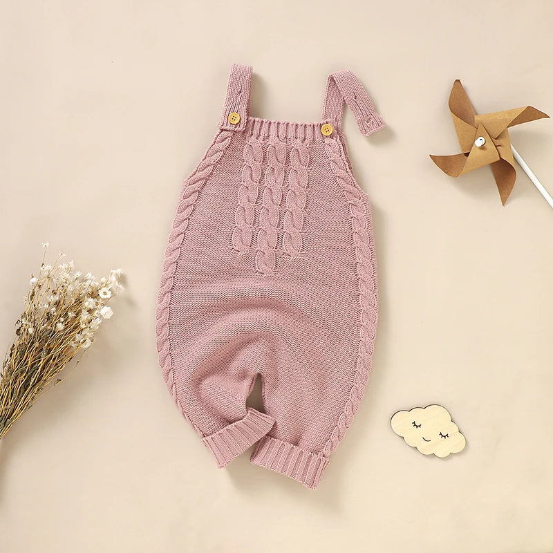 Infant Knit Sleeveless Romper – Solid Color Unisex Jumpsuit (0–18M)