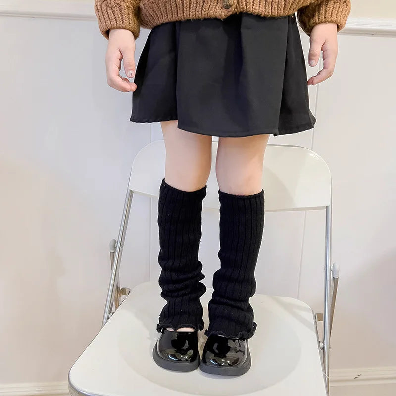 Girls' Knitted Leg Warmers – Soft Long Socks for Kids Ages 3–12
