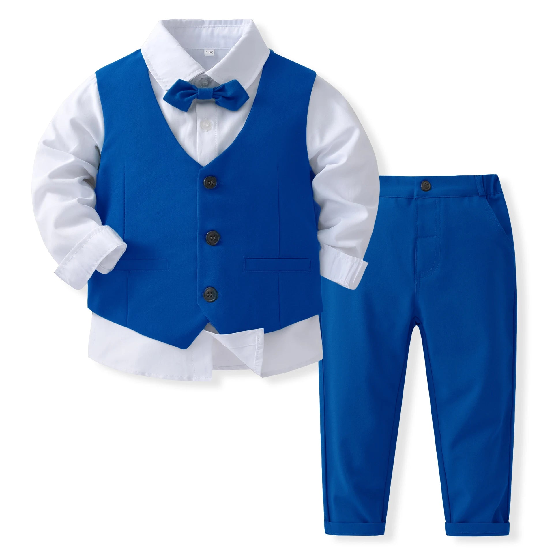 Boys' Formal Outfit – Cotton Vest Suit Set for Birthday, Party & Wedding (1–6Y)
