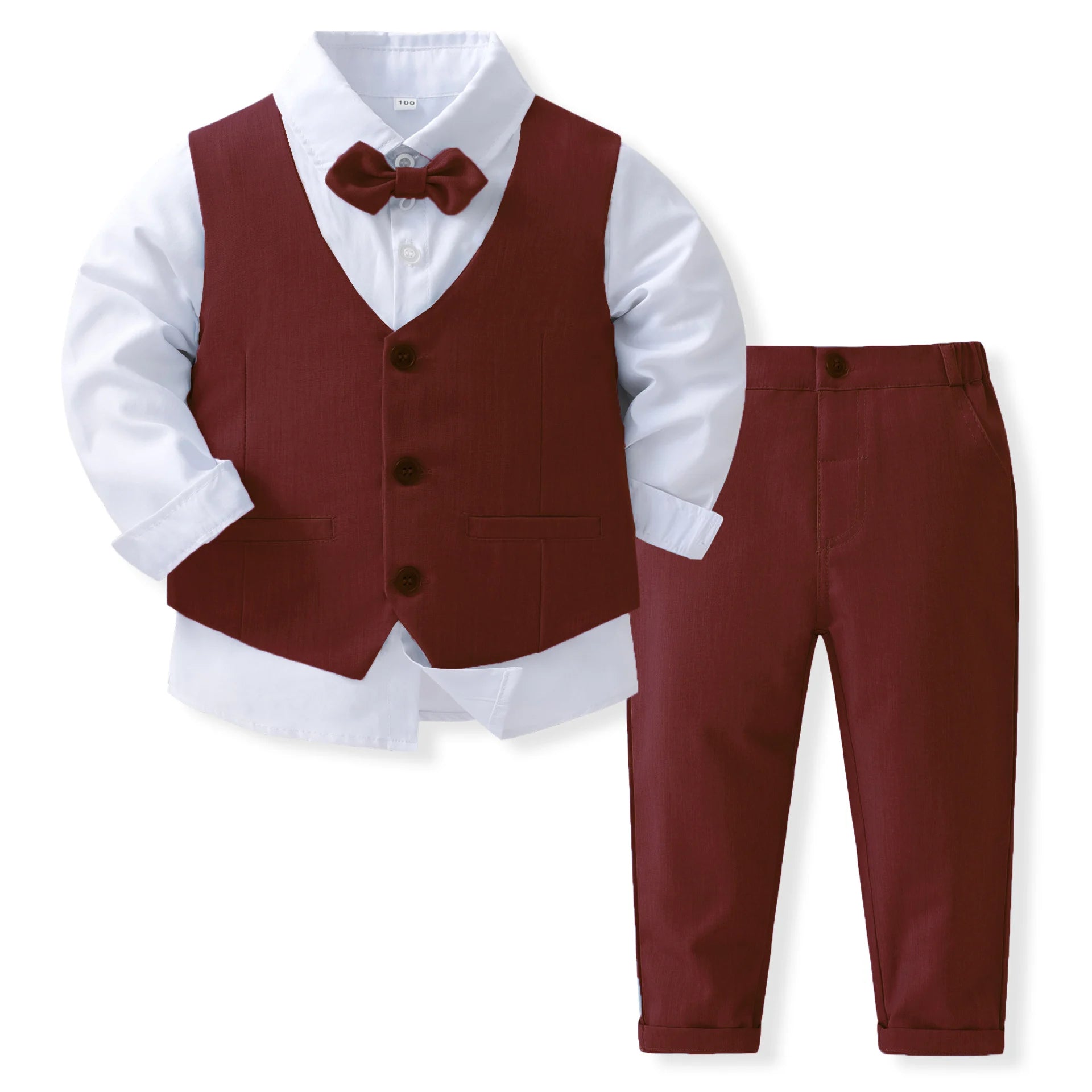 Boys' Formal Outfit – Cotton Vest Suit Set for Birthday, Party & Wedding (1–6Y)