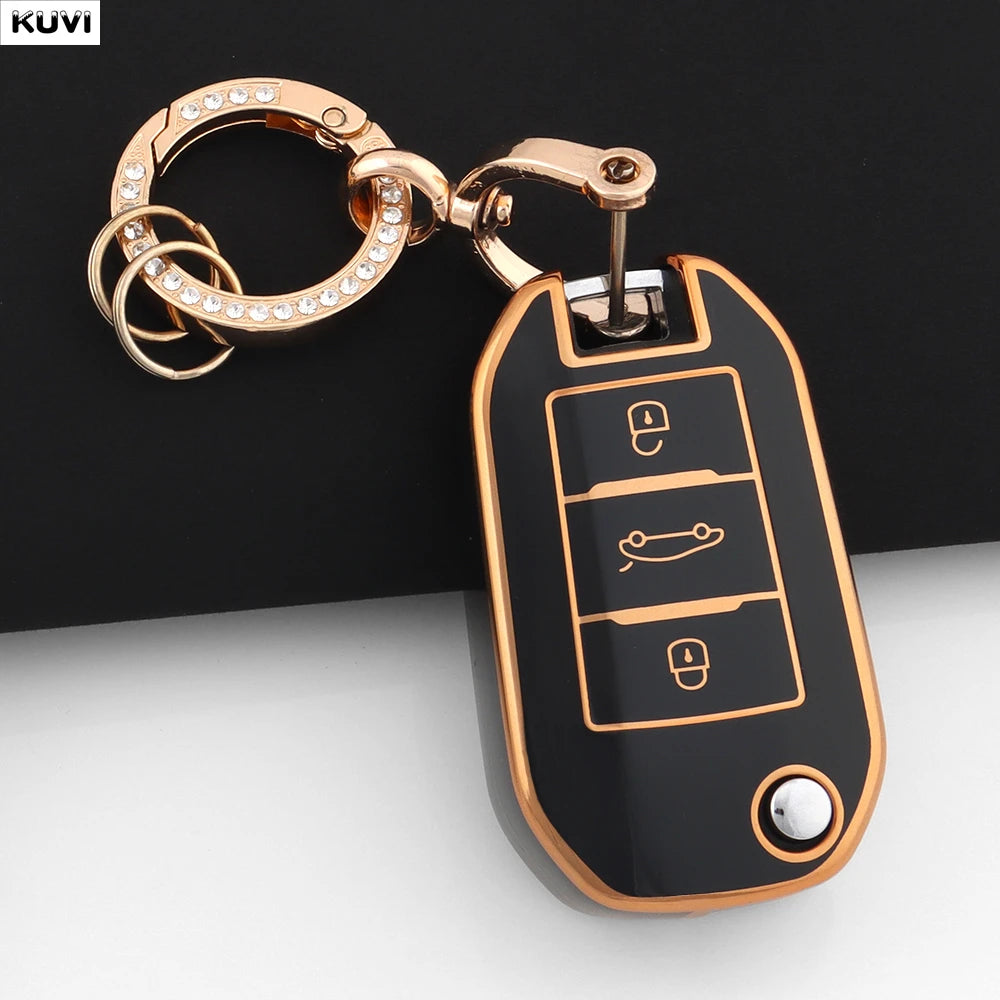 New TPU Car Key Case Cover For Peugeot 208 308 408 508 2008 3008 4008 5008 For Citroen C3 C4 CACTUS C6 C8 Protected Shell Fob