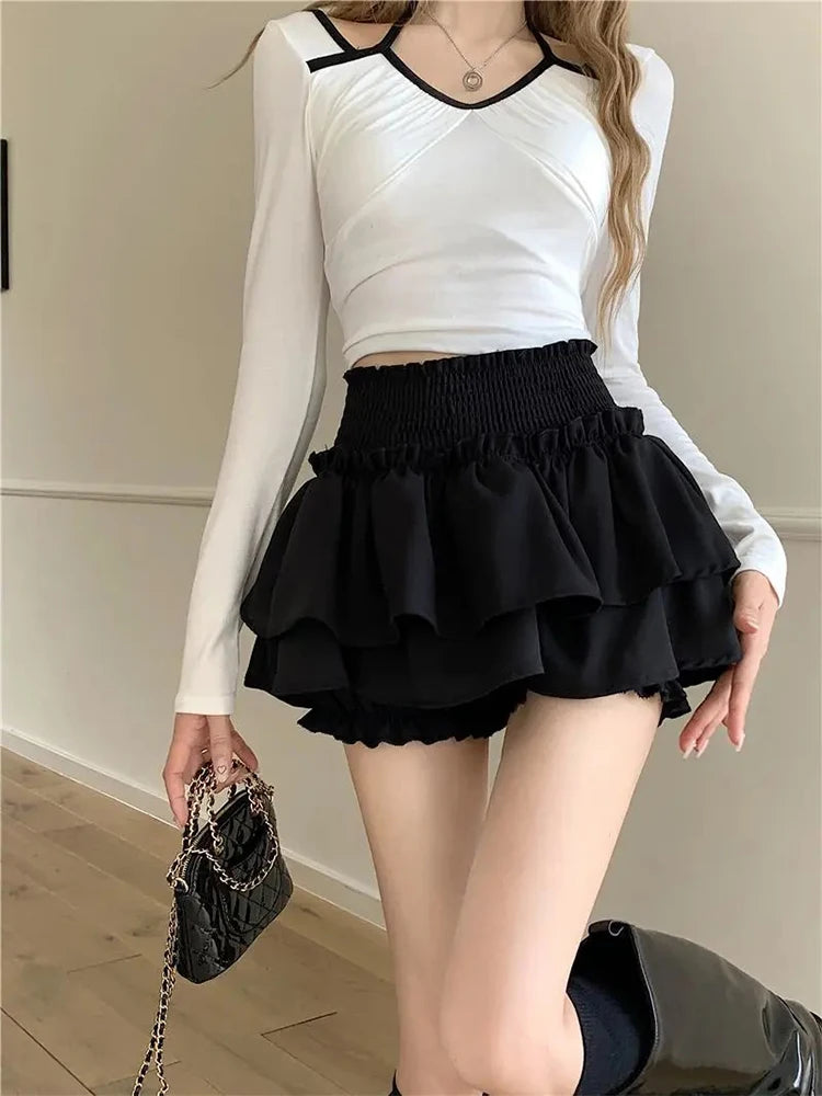 Women's Y2K Balletcore Mini Skirt – High Waist Ruffle Ball Gown