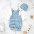 Baby Knit Romper Set with Hat – Sleeveless Solid Jumpsuit, Unisex (0–24M)
