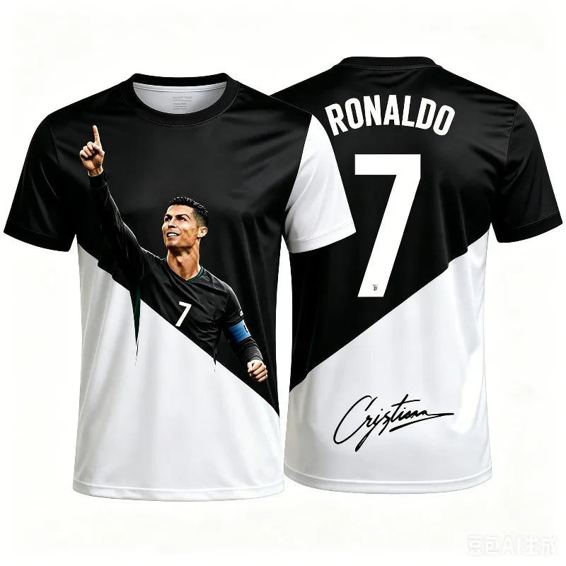 2026 New Cristiano Ronaldo Portugal Team Full-Color Print T-Shirt, Signature Style, Unisex Fan Sports Casual Short-Sleeve