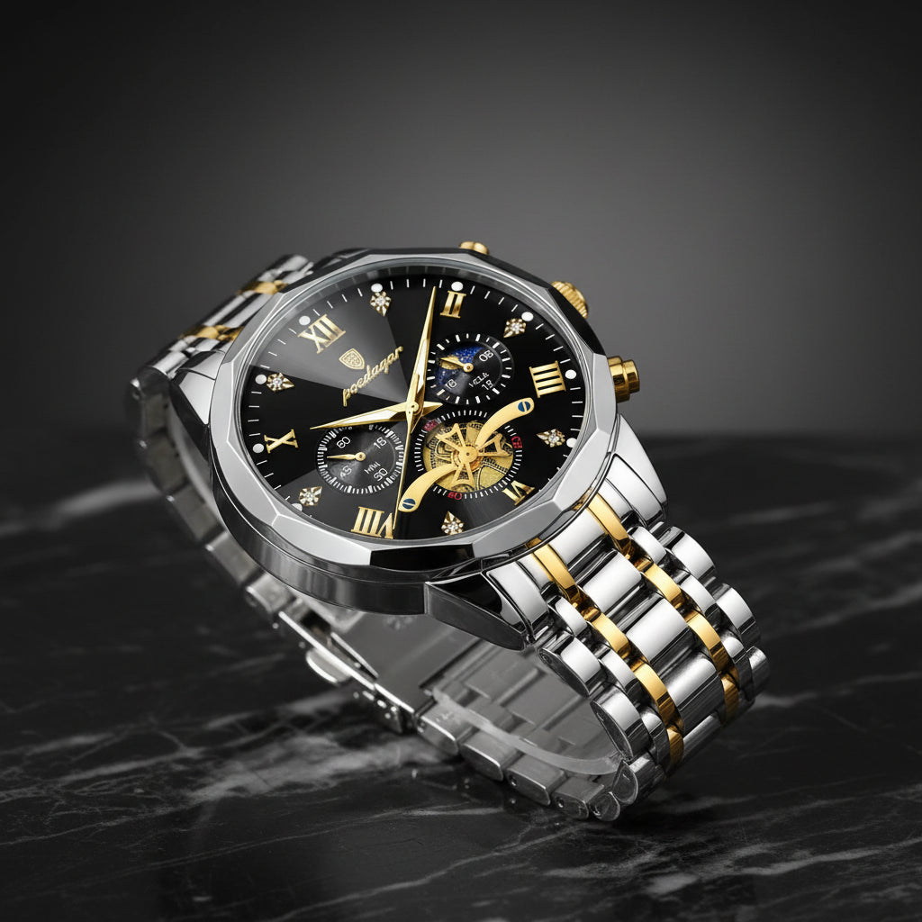 POEDAGAR Luxury Men Clock Waterproof Luminous Chronograph Sport Man Wristwatch Stainless Steel Fahion Quartz Men's Watches Reloj