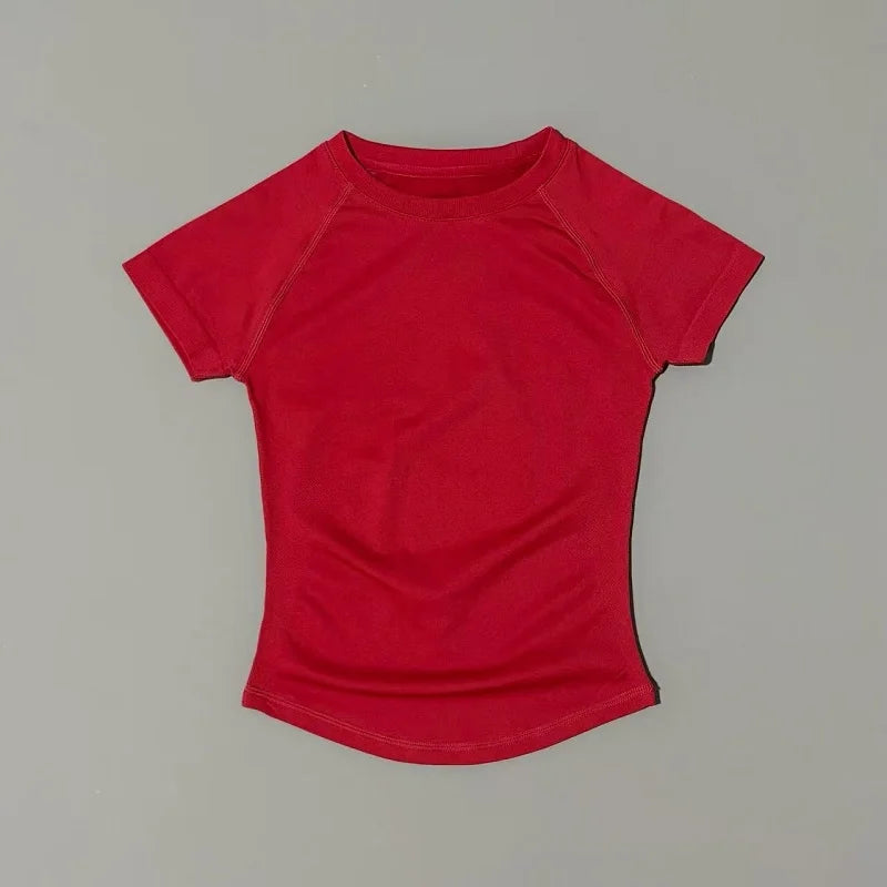 Short Sleeve Seamless Yoga Top Women Quick Dry Breathable Slim Fit Workout Gym Running Fitted Sports T-Shirt Activewear