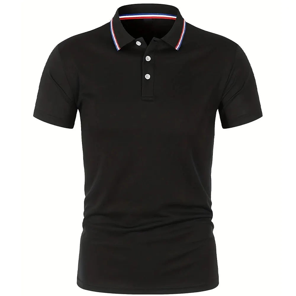 Men’s Summer Polo Shirt – Breathable Solid Color, Short Sleeve