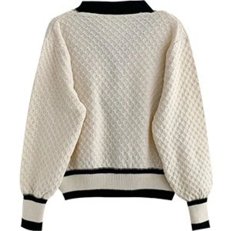 Women’s Korean Knit Cardigan – Loose Long Sleeve Vintage Sweater Coat