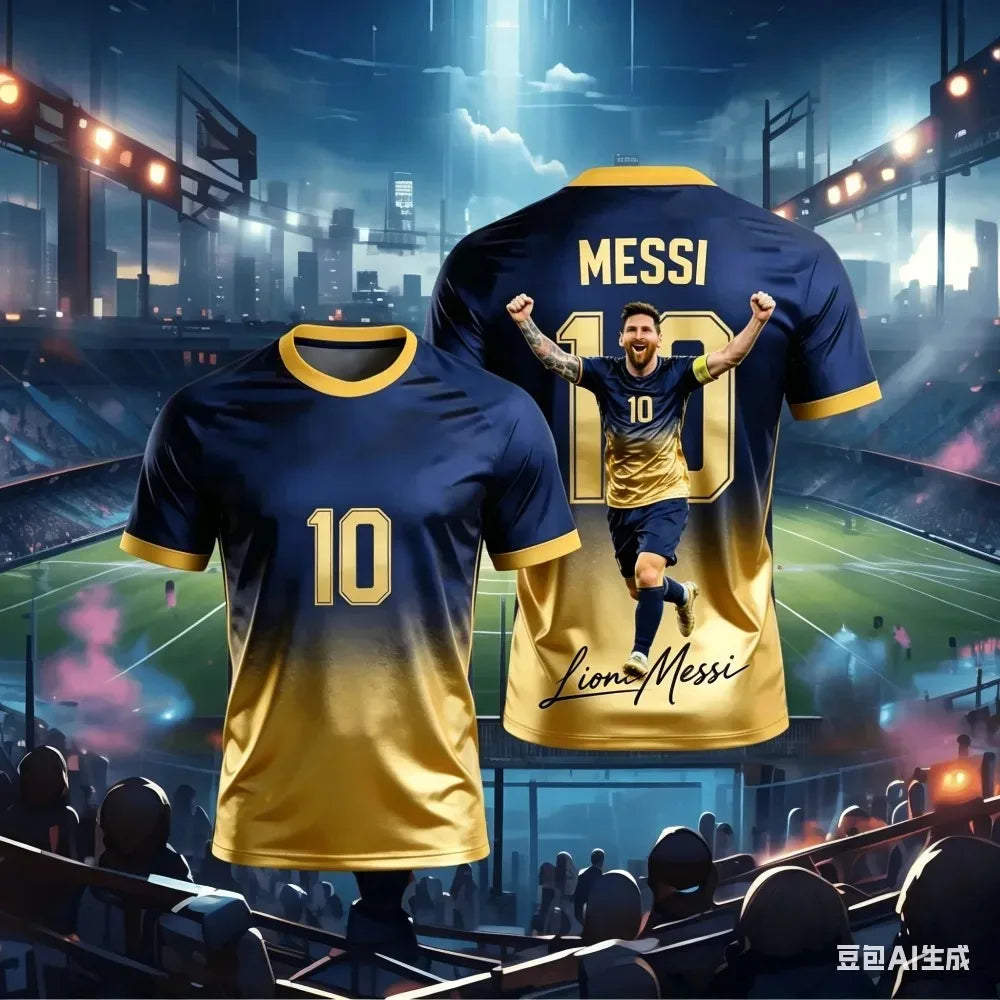 Men's Football Sport T-shirt - Messi 3DPrinted Dri-fit Breathable Club Train Team Street Outdoor Leisure Family Matching Outfits
