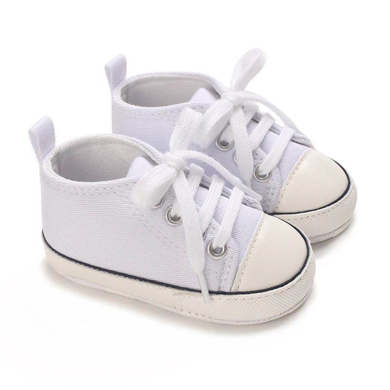 Baby Canvas Sneakers – Star Print Anti-Slip First Walkers (0–18M)