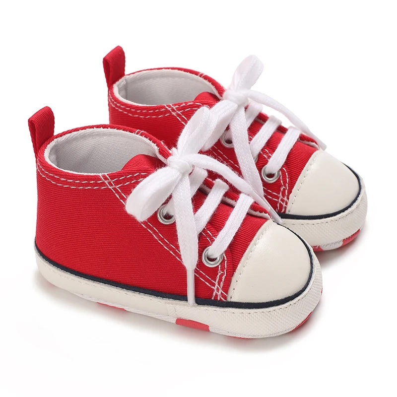 Baby Canvas Sneakers – Star Print Anti-Slip First Walkers (0–18M)