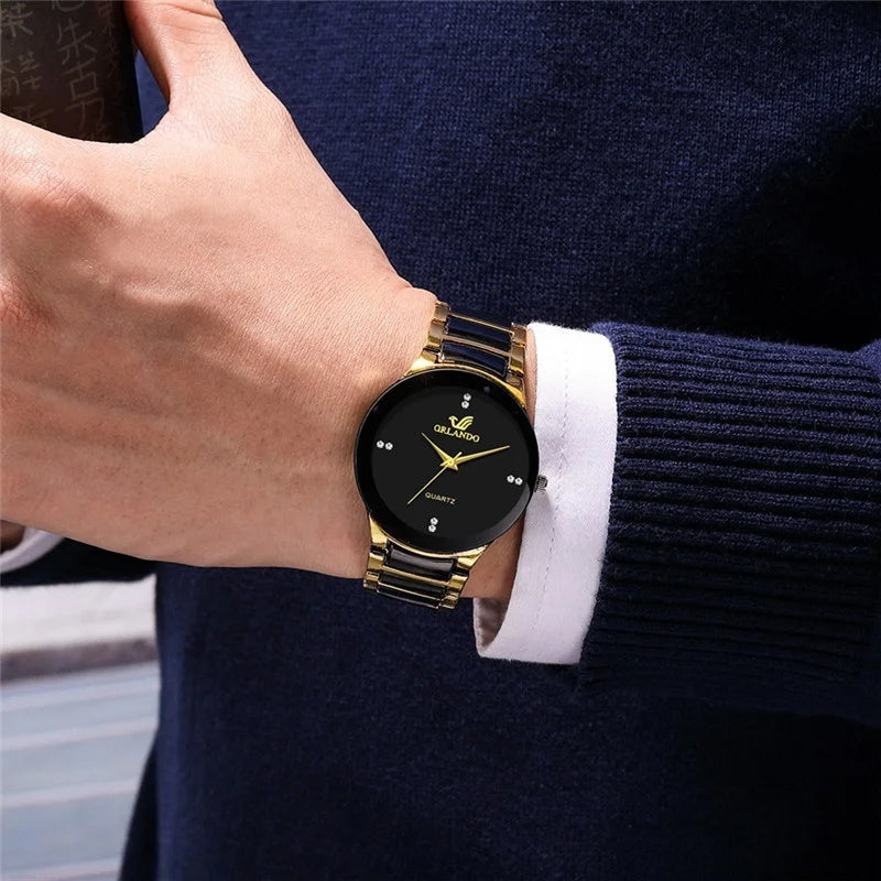 Men Business Watches Fashion Black Steel Band Male Analog Quartz Watch Relogio Masculino Reloj Hombre