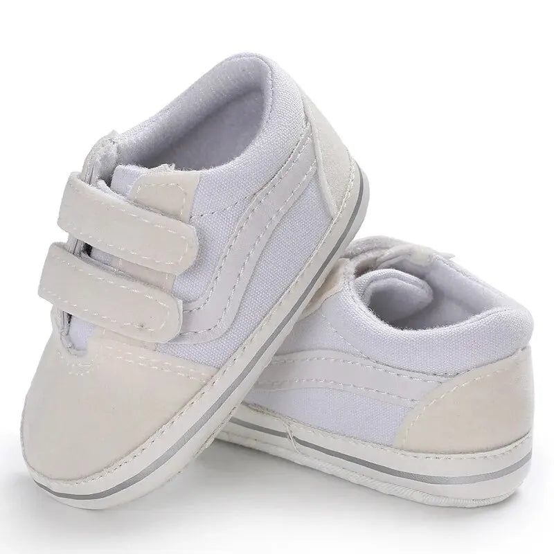 Baby Canvas Sneakers – Classic Stripe Anti-Slip First Walkers, Unisex (0–18M)