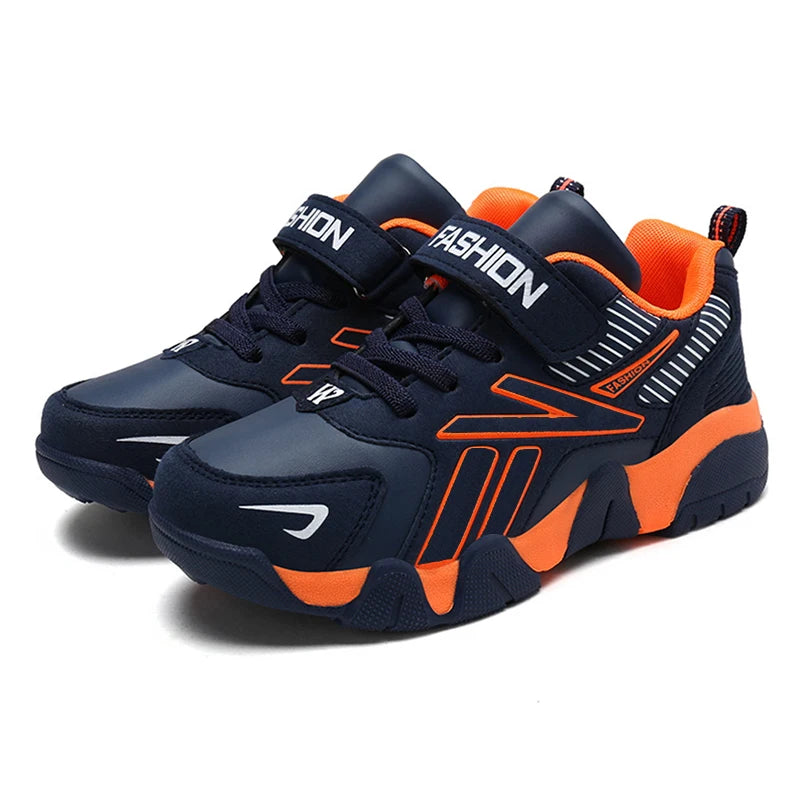 Kids' Leather Running Sneakers – Lightweight Outdoor Sports Shoes for Boys (EU 28–39)
