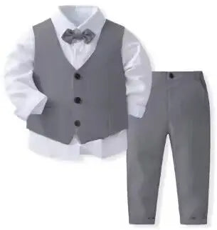 Boys' Formal Outfit – Cotton Vest Suit Set for Birthday, Party & Wedding (1–6Y)