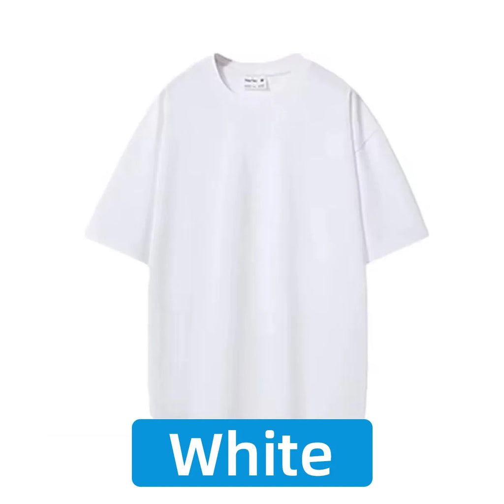 100% Pure Cotton T-Shirt With Round Neck Shoulder Design For Both Men Women Summer Solid Color Short Sleeved Casual Loose Fit