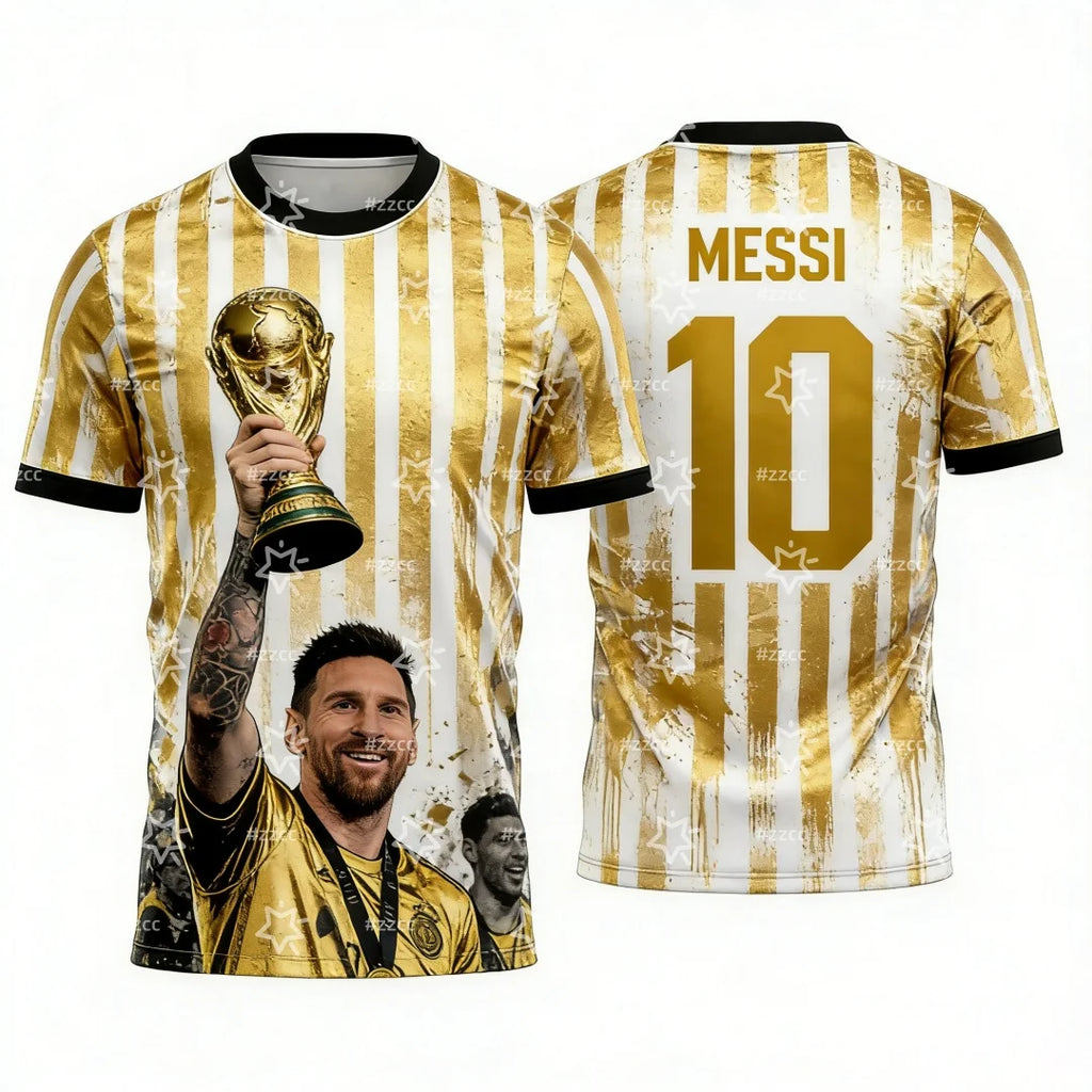2026 MESSI No. 10 Football Jersey Argentina Football fan gifts Summer Sports Men's T-Shirt Children's Clothing Tee Y2k Woman