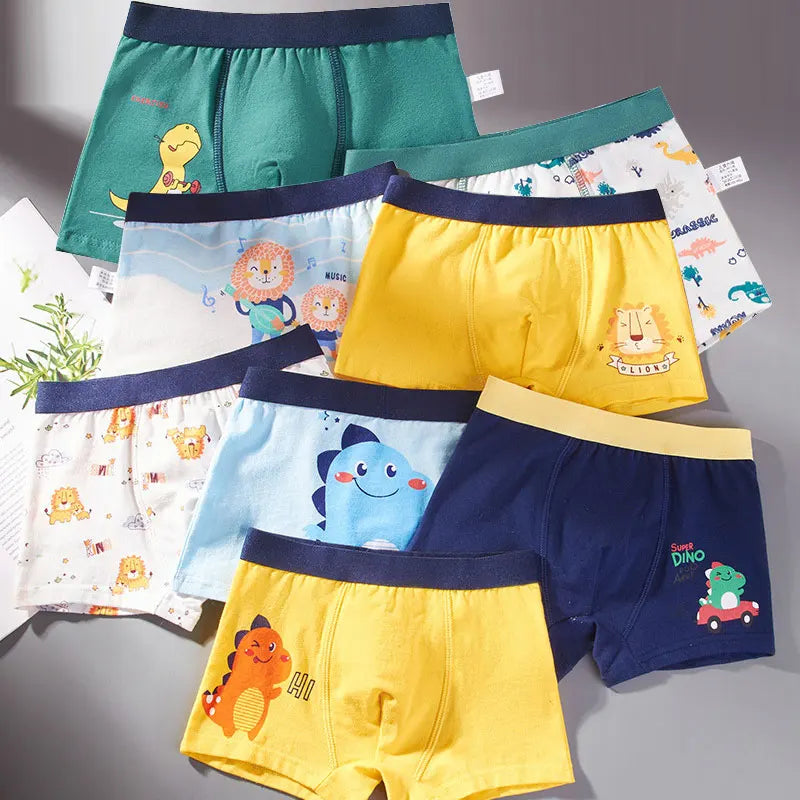 Boys' Cotton Boxer Briefs 4-Pack – Cartoon Print Kids Underwear (Ages 2–14)