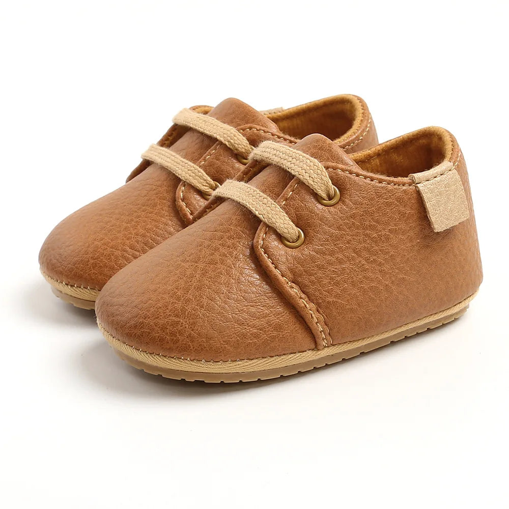 Baby Sports Shoes – Retro PU Leather Anti-Slip Moccasins (0–24M)