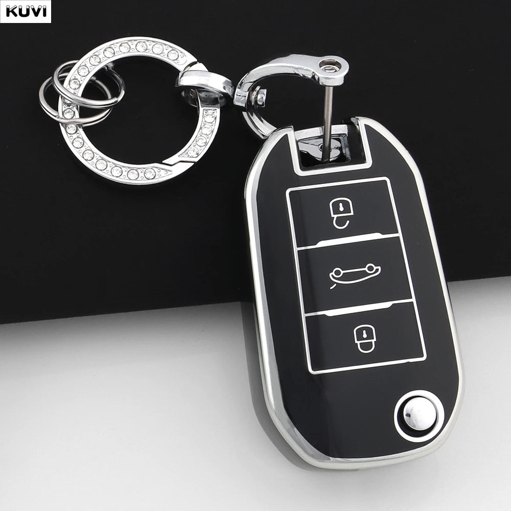 New TPU Car Key Case Cover For Peugeot 208 308 408 508 2008 3008 4008 5008 For Citroen C3 C4 CACTUS C6 C8 Protected Shell Fob