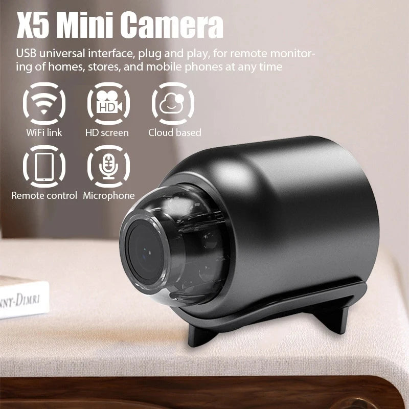 1080P HD Mini WiFi Security Camera – Night Vision, Remote Monitoring for Home, Kids & Pets