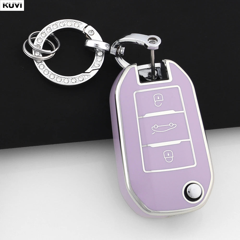 New TPU Car Key Case Cover For Peugeot 208 308 408 508 2008 3008 4008 5008 For Citroen C3 C4 CACTUS C6 C8 Protected Shell Fob