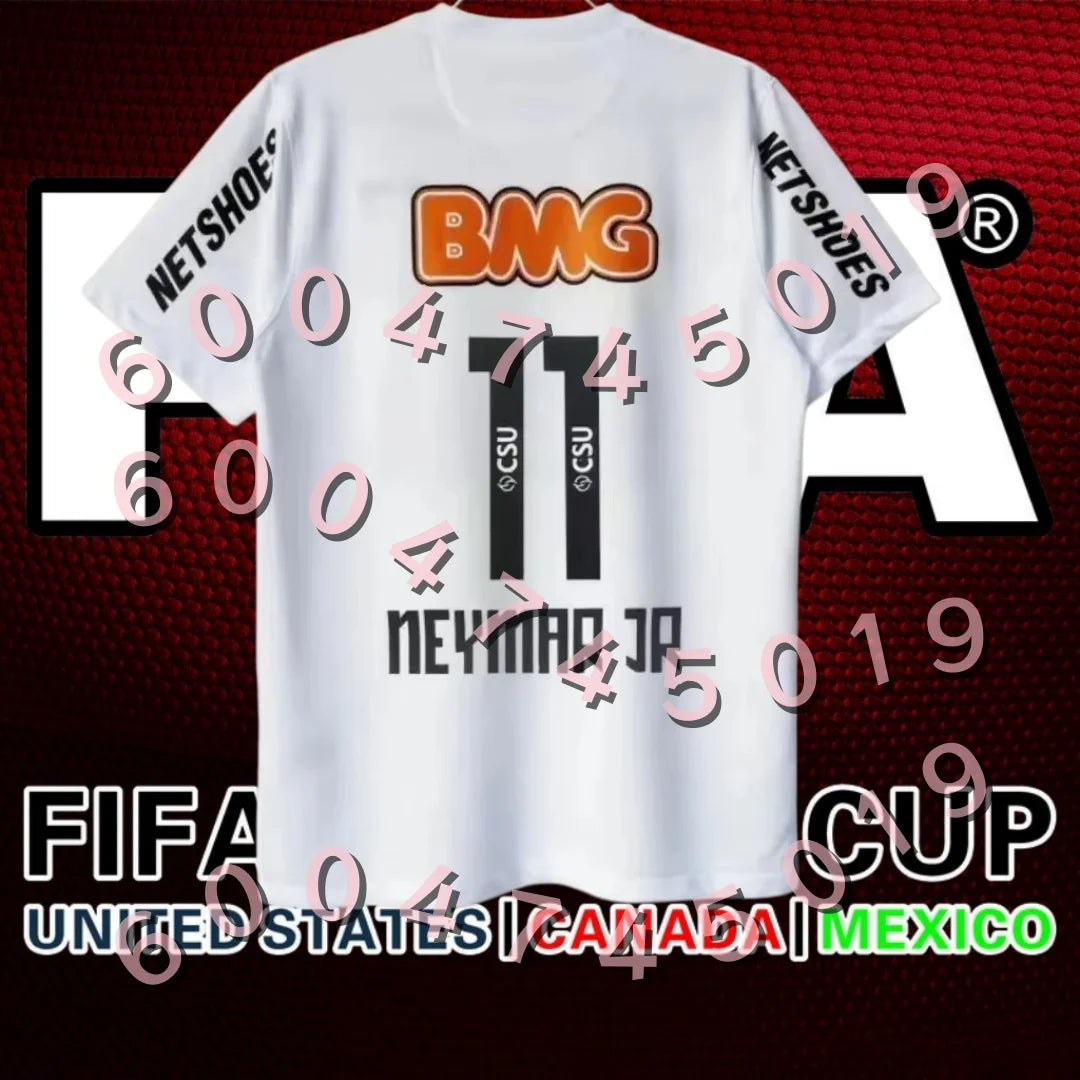 Santos FC Neymar Jr #11 Retro Soccer Jersey Family Matching Outfits White Football Shirt Quick Dry Sportswear for Adults & Kids