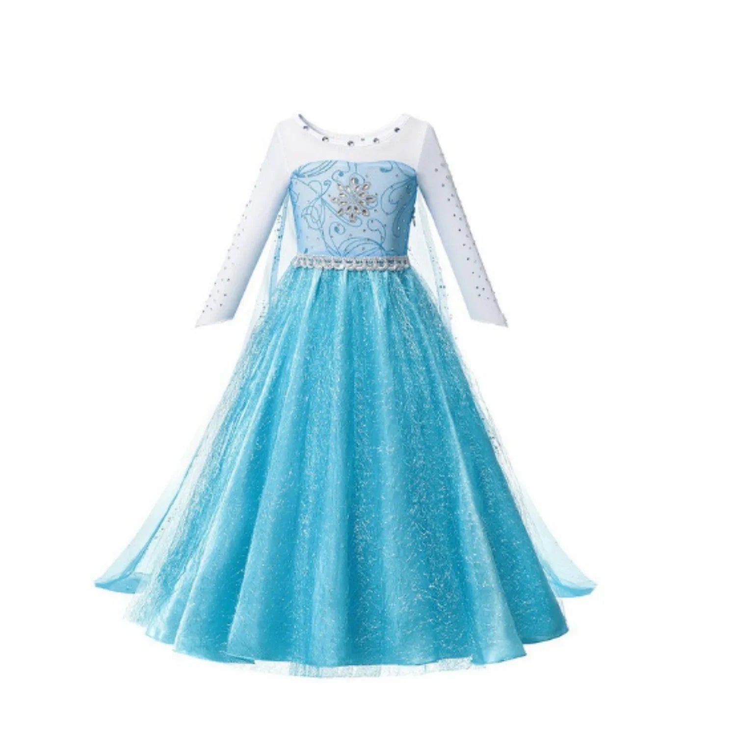 Girls' Cinderella Sequin Princess Dress – Costume with Crown & Gloves (2–10Y)