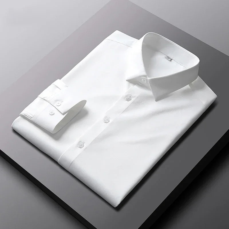 Men’s Business Casual Shirt – Long Sleeve Solid Color, Wrinkle Free, All‑Season