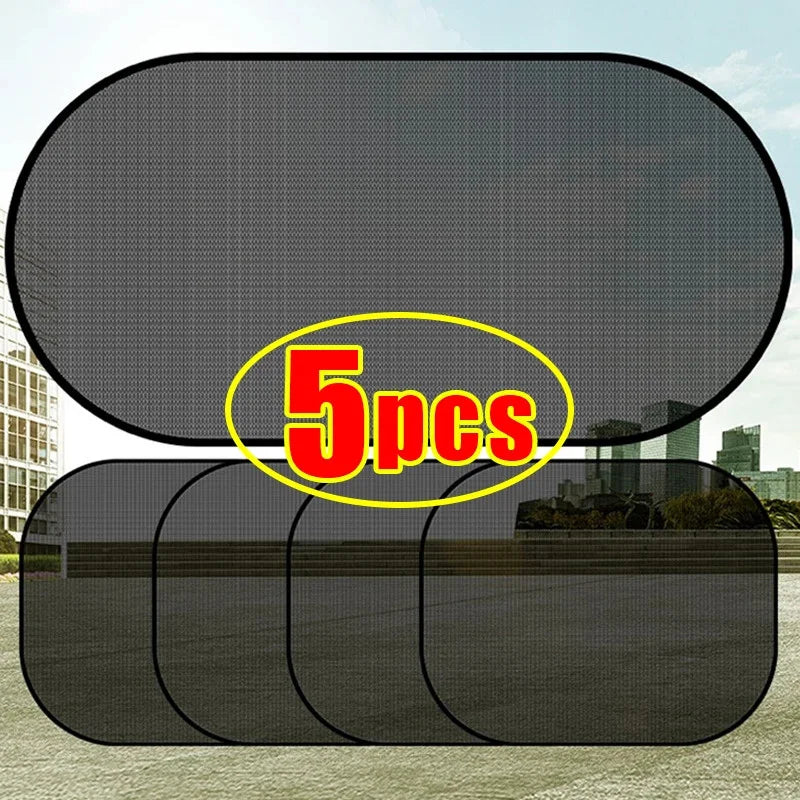5PCS Car Window Sunshade Cover Sun UV Protection Auto Front Rear Black Window Curtain Side Glass Mesh Sunshades Accessories