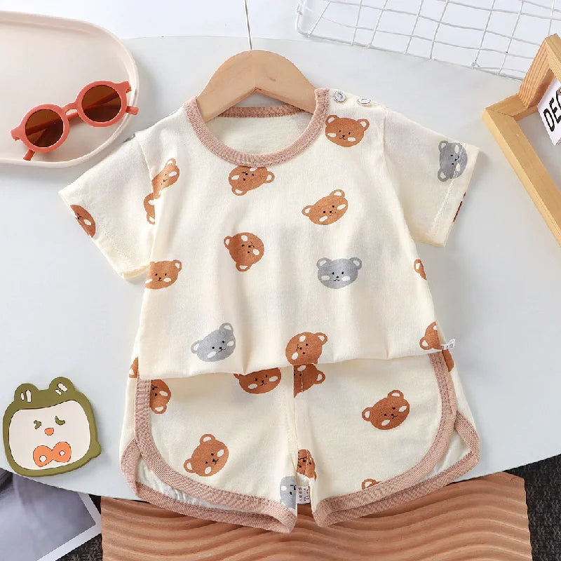 Kids' Cartoon T-Shirt & Shorts Set – Summer 2-Piece Outfit, Unisex (0–6Y)