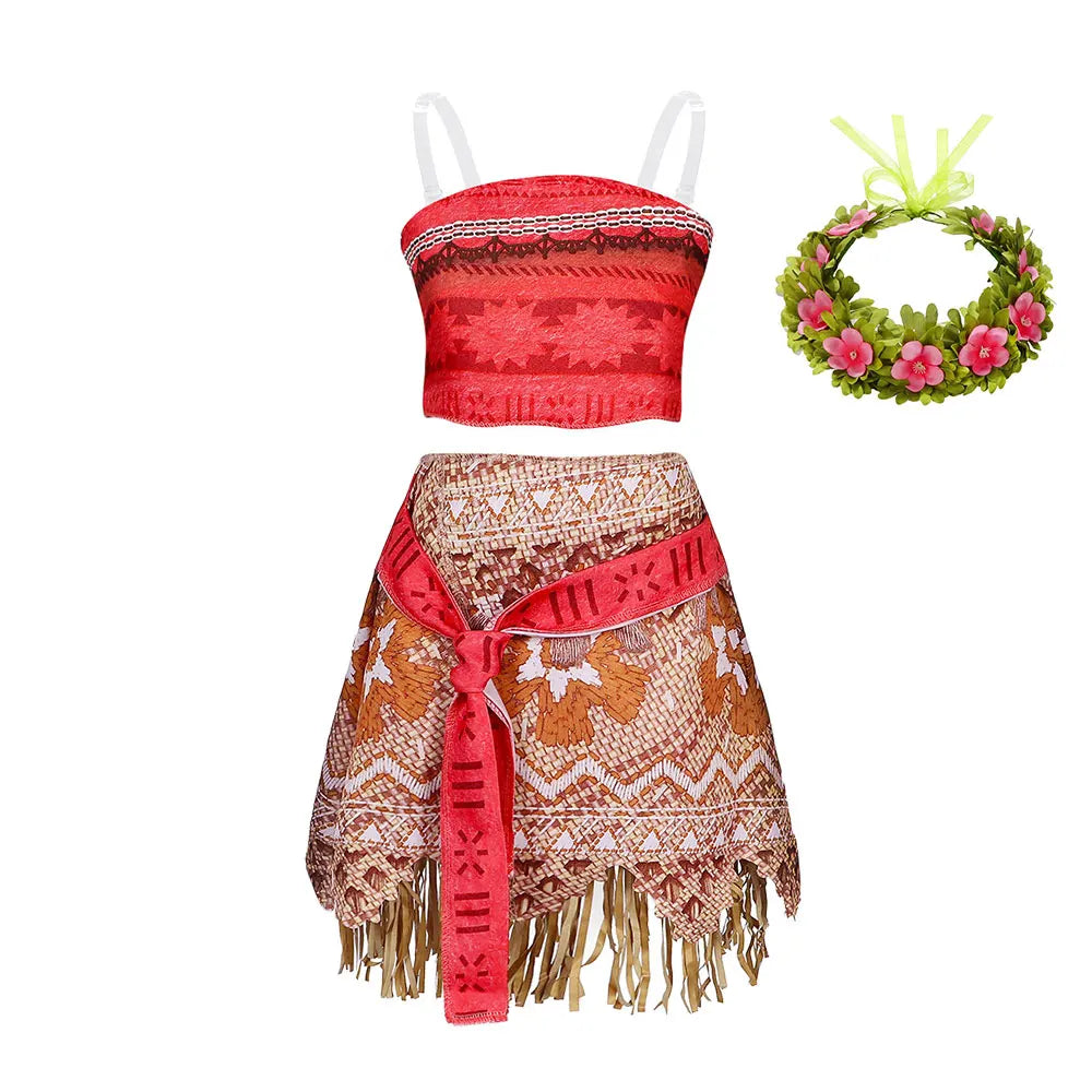 Girls' Moana Polynesian Princess Costume – 2-Piece Dress Up Set