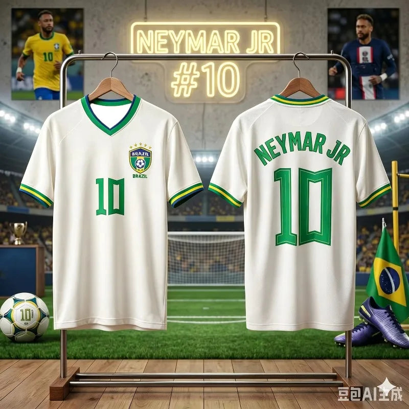Brazil Neymar Jr #10 Soccer Jersey MenWomen National Team Football Shirt New Short Sleeve Fans Casual Streetwear Sportswear Tops