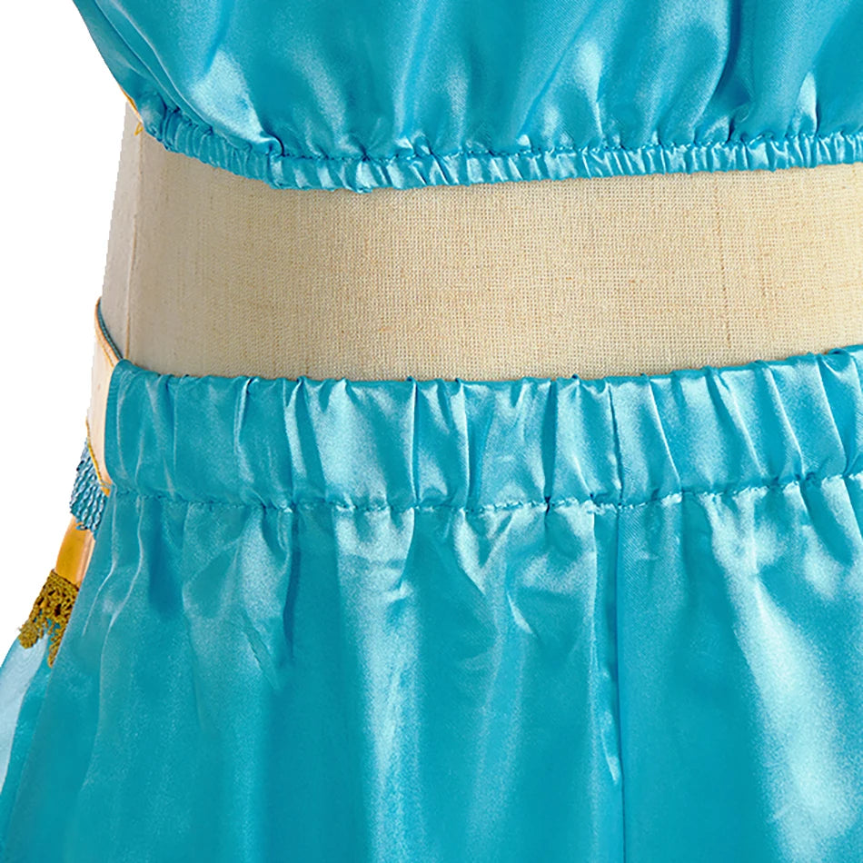 Girls' Jasmine Arabian Princess Costume – Sequin Dress for Halloween & Carnival (Sizes 100–150)